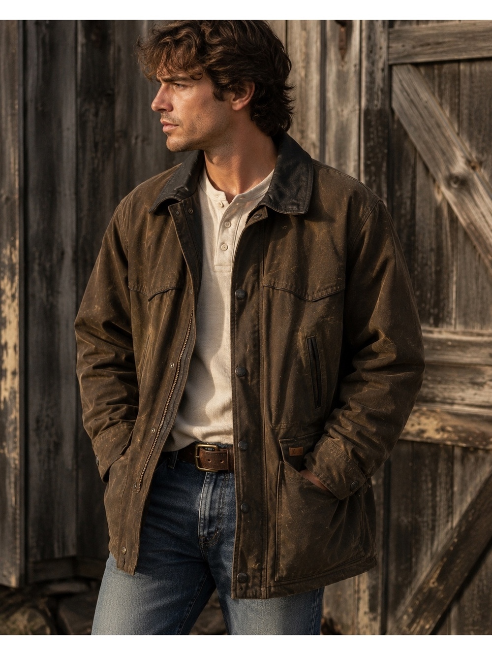 Outback Trading Co Oilskin Waxed Canvas Duster Coat Brown Western Ranch Small